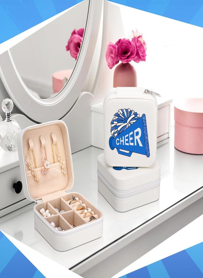 Cosblank 12 Pcs Cheer Team Gifts Bulk Cheerleader Jewelry Box Travel Jewelry Case Organizer for Team Inspirational Gift Cheer Accessories for Teammates(Blue) - Image 4